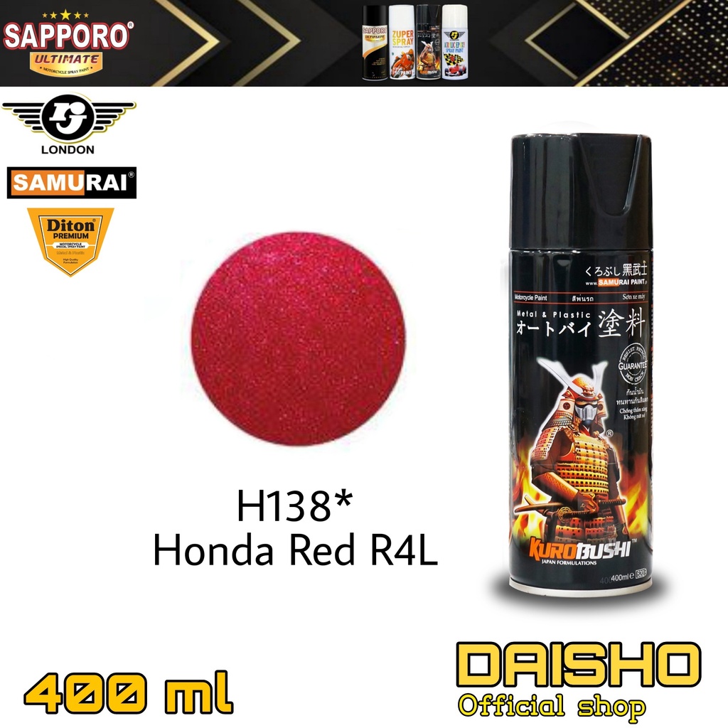 samurai paint H138* Honda Merah Red R4L 400ml cat semprot spray paint pilox pilok