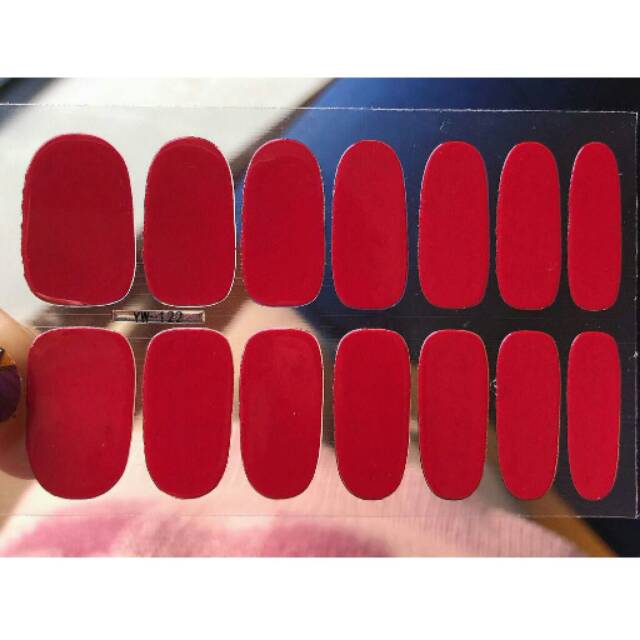 14 Pcs/Set Nail Sticker Motif Sticker Kuku Stiker Kuku Nail Stiker Red Merah Polos
