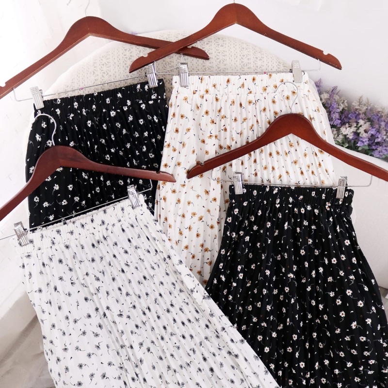 ROK DAISY BUNGA BAHAN HYGET PREMIUM // ROK PLISKET MOTIF BUNGA // ROK PLISKET DAISY MOTIF TERBARU