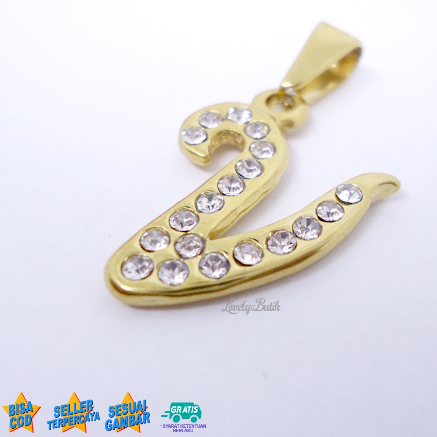 Lovelybutik Liontin Titanium Anti Karat Liontin Huruf V Klasik SILVER &amp; GOLD