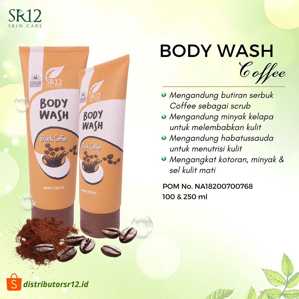 Body Wash Black Coffee SR12 Sabun Mandi Sabun Cair Herbal Sabun Kopi Perontok Daki