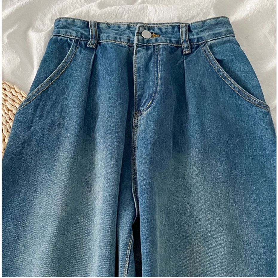 denim korean highwaist kulot celana jens wanita loose/Cocok untuk pinggul besar, cocok untuk paha