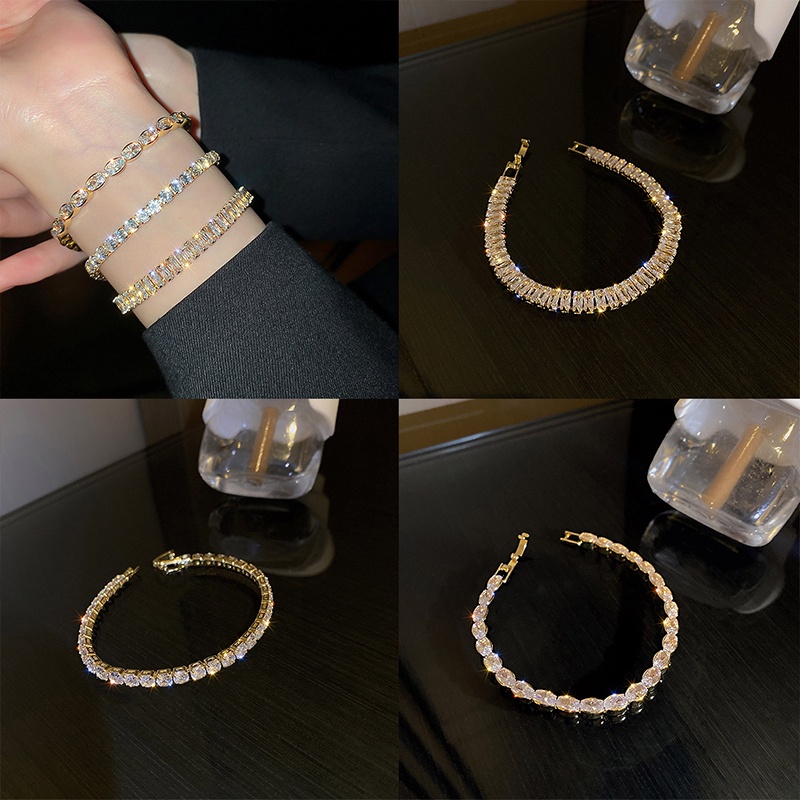 Gelang Bangle 925 Silver Zircon Adjustable Untuk Wanita