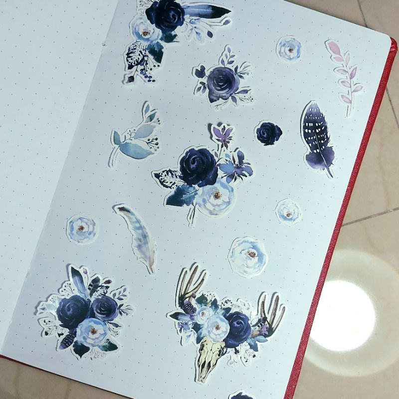 

[15 pcs] Sticker Cute Aesthetic Vintage Flower Vinyl Glossy Murah