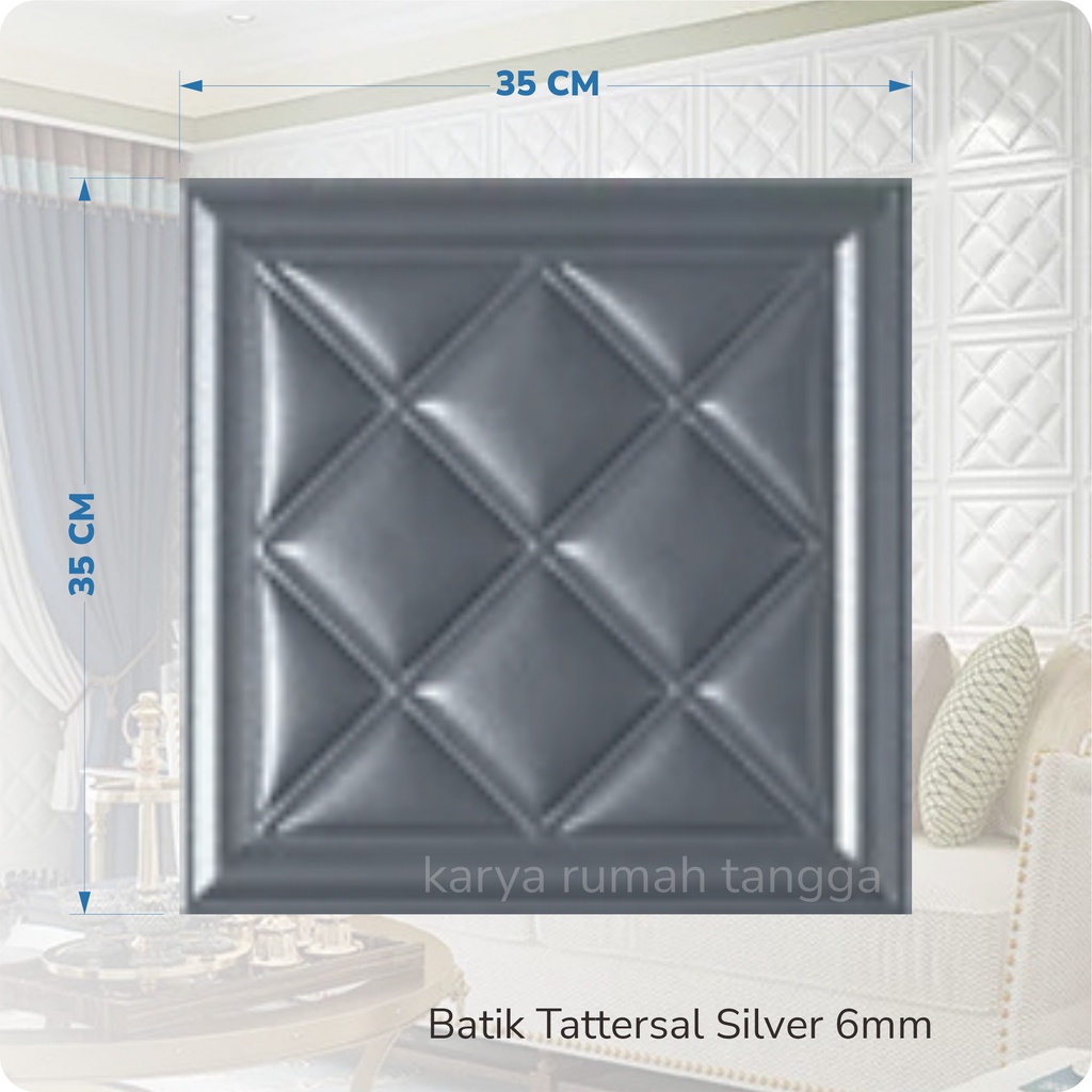 PROMO WALLPAPER FOAM 3D MOTIF BATIK KRISTAL Classic 35X35 / Wallpaper Sticker Dinding Plafon Emboss-BTK TATTERSAL GREY