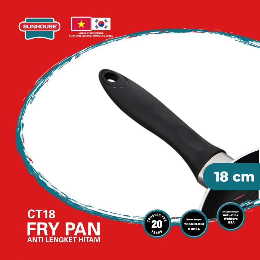 Sunhouse CT18 Plain Frypan Anti Lengket Hitam 18 cm 1 Pcs