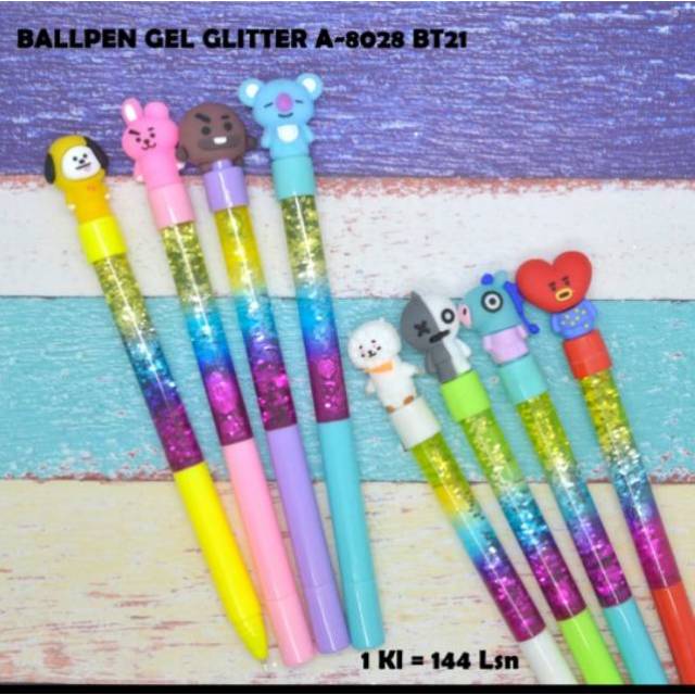 

Pen gell karakter bts k-pop air pelangi terbaru isi 12 pcs