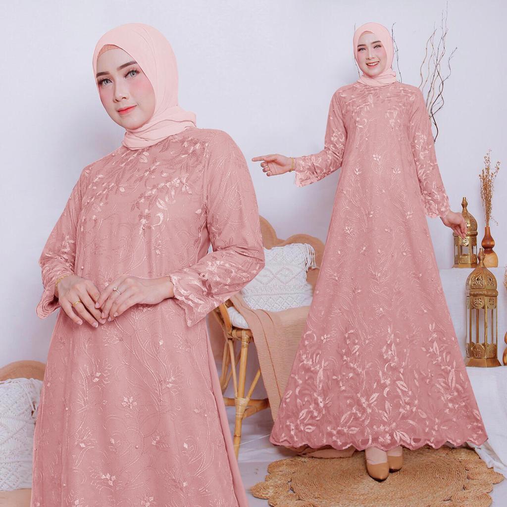 ADA JUMBO!! GAMIS BRUKAT KEBAYA TILE MAXY DRESS WANITA MUSLIM BROKAT VELVET MURAH GAMIS TERBARU