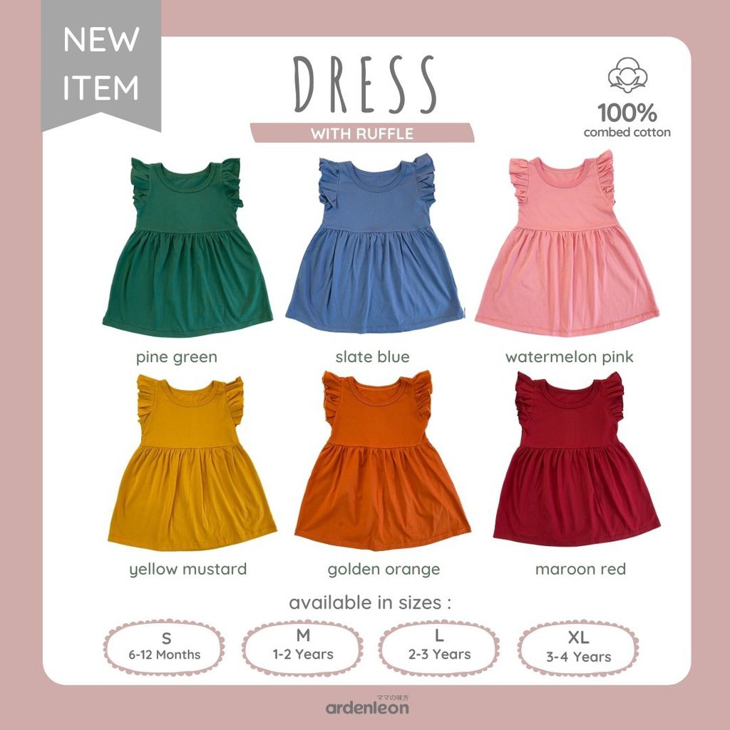 ARDENLEON Dress W Ruffle // Baju Bayi // Baju Anak Perempuan
