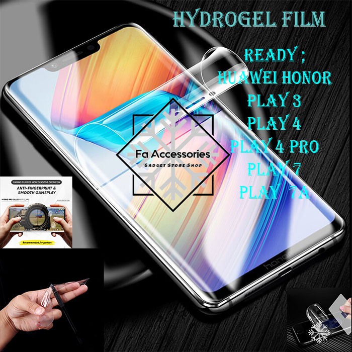 FA ANTI GORES JELLY HYDROGEL HUAWEI HONOR PLAY 3 4 4PRO 7 7A FULL SCREEN PROTECTOR GUARD SHOCK PRO