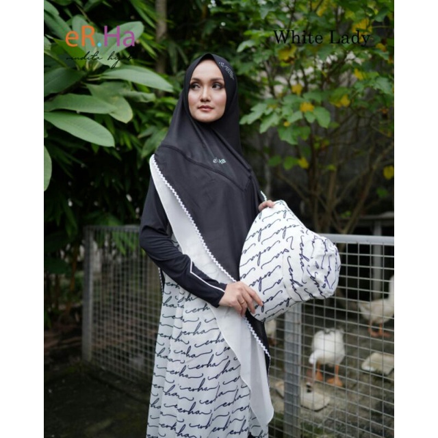 [ER.HA BY RINDITA HIJAB] GAMIS SYARI COUPLE / DRESS SET PRINTING " WHITE LADY " by ERHA