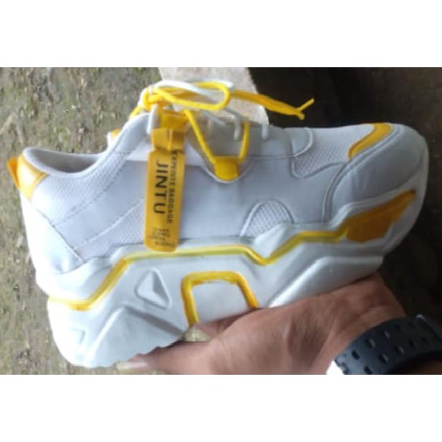 SEPATU WANITA JINTU / KUALITAS IMPORT/ WHITE-YELLOW / FASHIONABLE