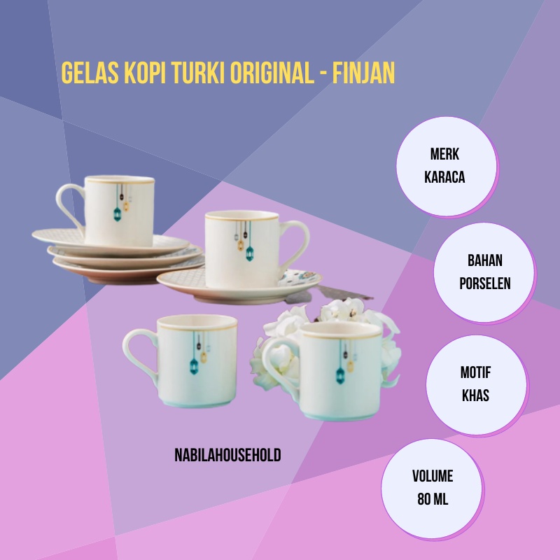 Cangkir Gelas Kopi Turki Finjan Set