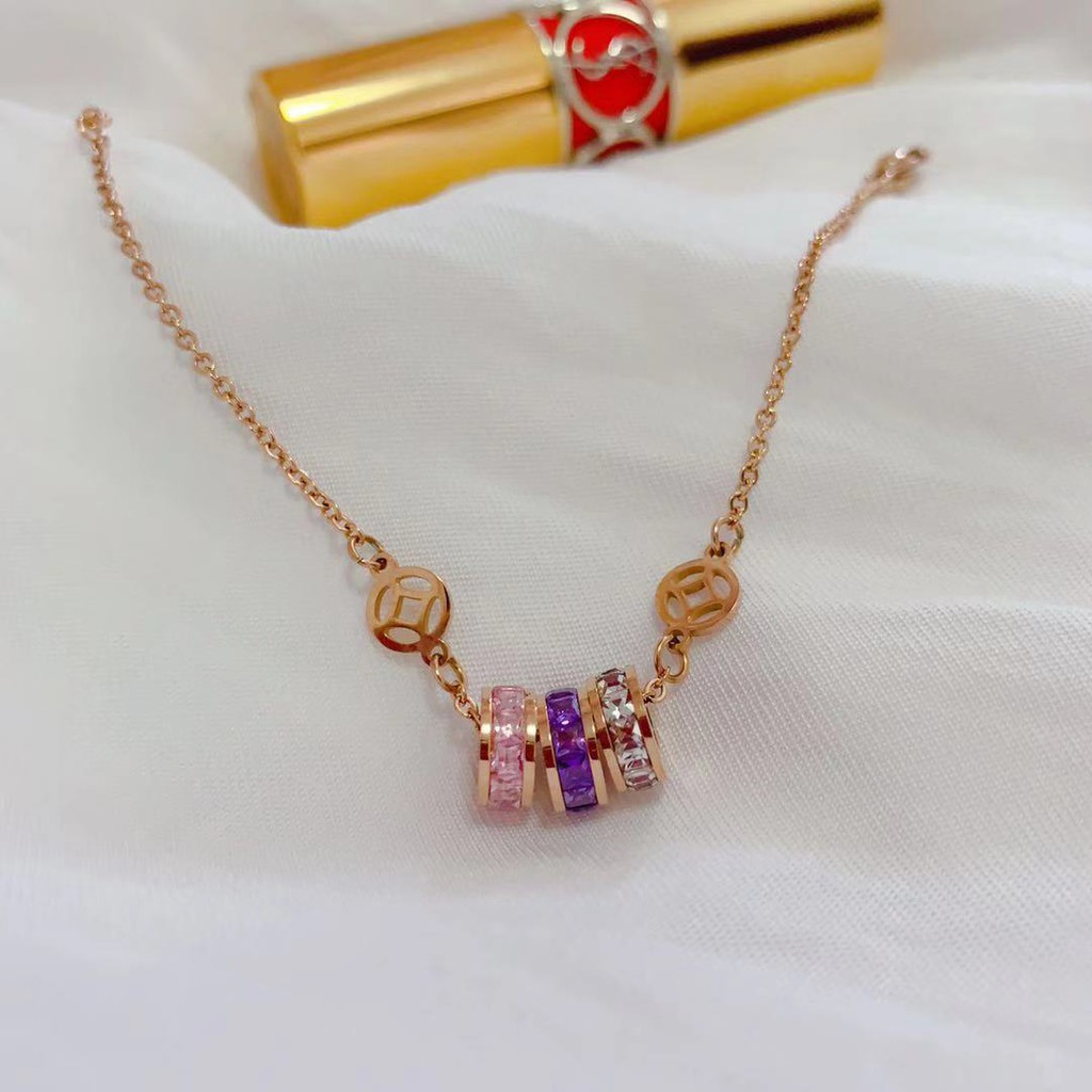 Gelang Kalung Liontin Besar | Hadiah Perhiasan 18k Rose Gold Aksesoris Wanita