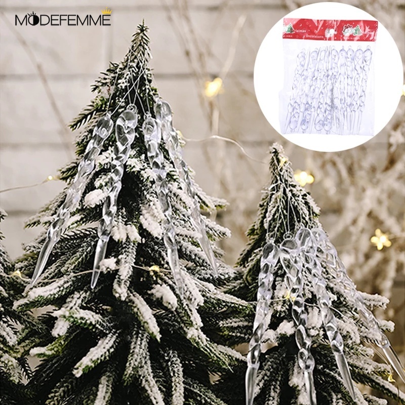 [ 12Pcs/Set Christmas Simulation Icicle Pendant  For Xmas  Hanging Ornaments Tree Home Decoration  ]