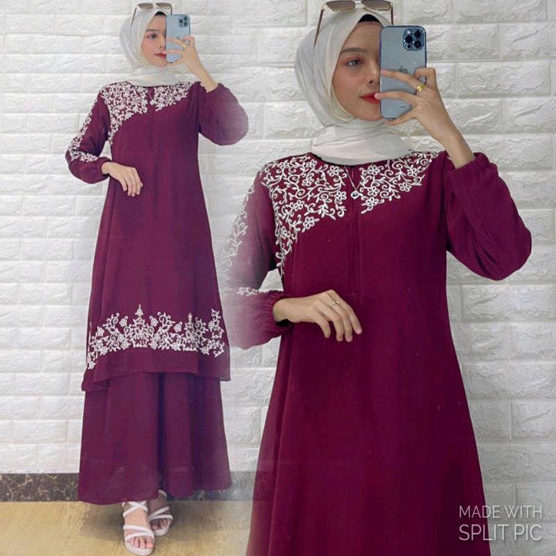Koleksi Terbaru Gamis Melayu Bordir Putih Premium Ceruty Babydoll Full Furing Tebal Adem Lembut Nyam