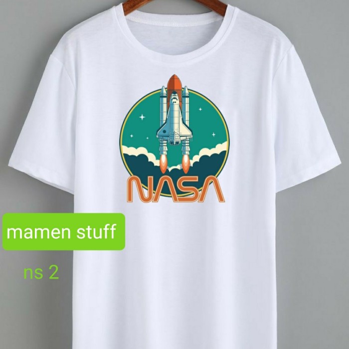 kaos pria / kaos printing pria NASA / kaos distro pria / mamen stuff - Putih, XS
