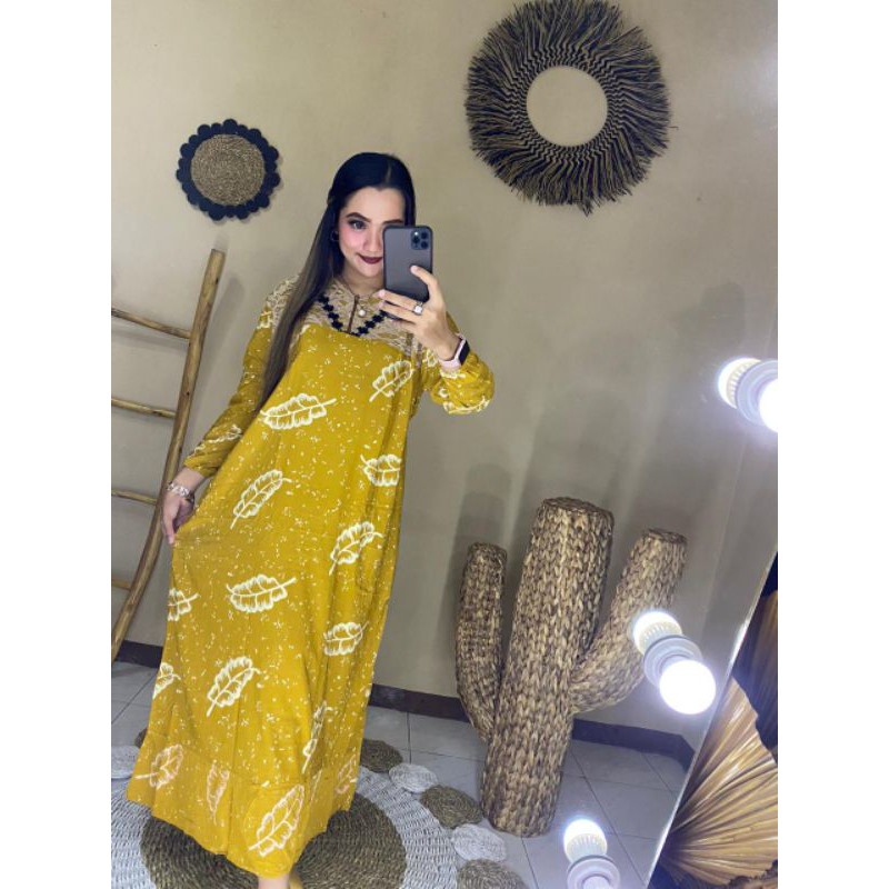 Daster renda arabian VIVI | Daster Arab Jumbo Ld 120 Resleting Depan Busui Bumil Lengan Panjang