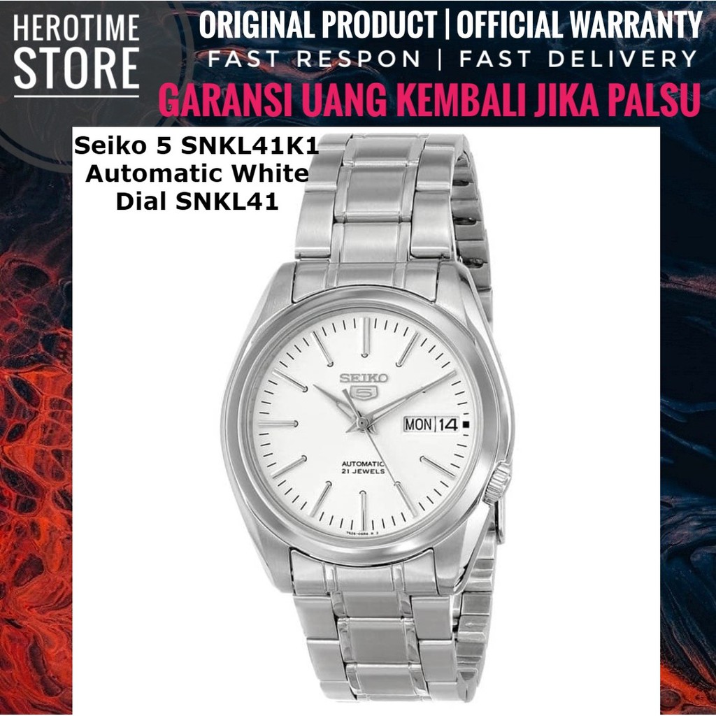 Jam Tangan Seiko 5 SNKL41K1 Automatic White Dial SNKL41 Garansi Resmi ORIGINAL