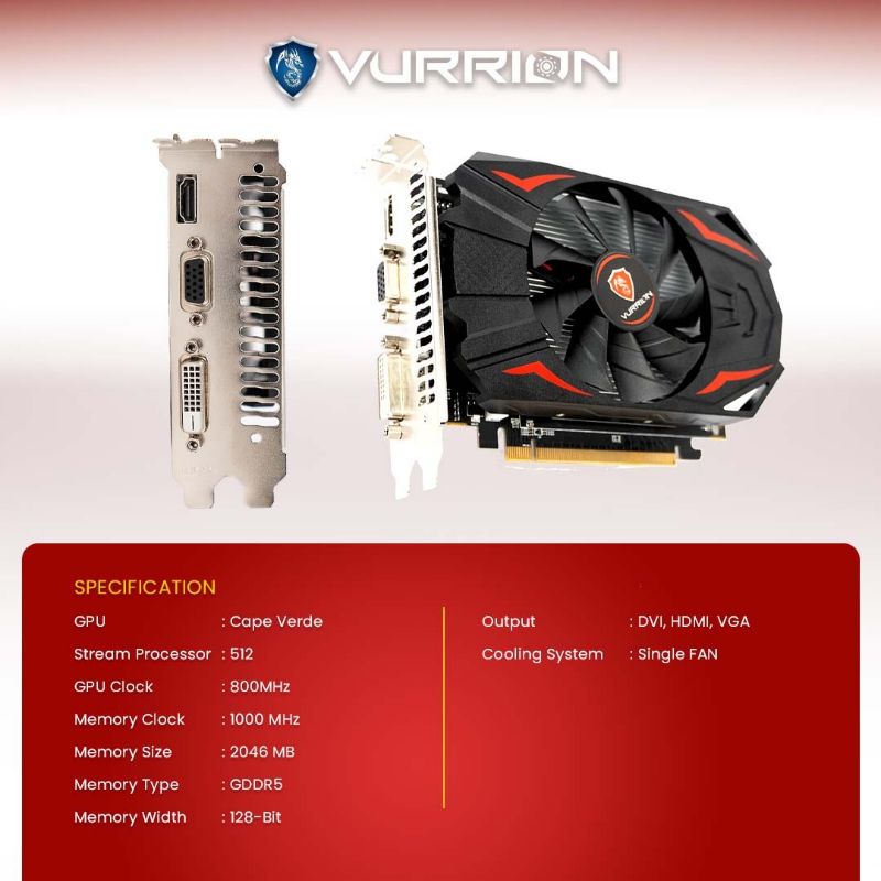 VGA AGS VURRION AMD R7 350 2GB DDR5 128bit REAL CAPACITY