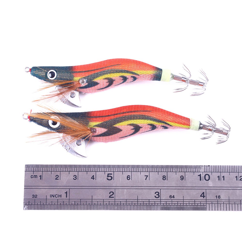 Hengjia 1pcs Umpan Pancing Fishing Lure Hard Bait Shrimp Wood Bait Bentuk Udang Bahan Kayu 2.5 # 3.0 # Squid Jig Cuttlefish Lure jigging Lure Bait