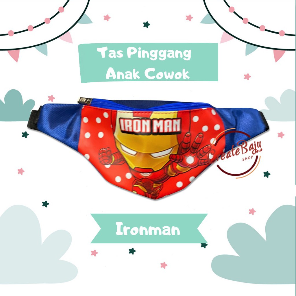 TAS PINGGANG ANAK MURAH IRONMAN WAIST BAG ANAK TERMURAH SUPERHERO