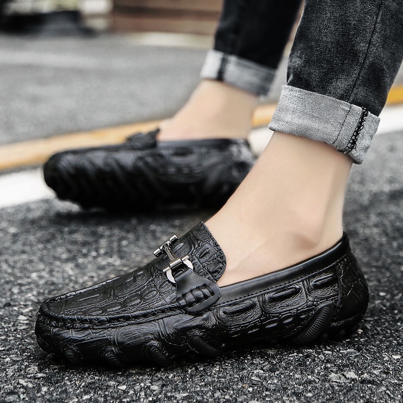 100% ASLI KULIT Sepatu Pantofel Pria Sepatu Motif Kulit Buaya Pentofel Slop Pria Casual Sepatu Slip On Formal Kerja Kantor 107