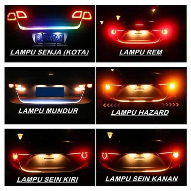 LAMPU LED BAGASI MOBIL 120 CM LED TAIL TRUNK RGB WARNA