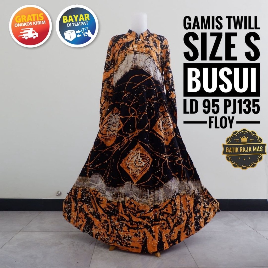 Gamis Rayon Premium Wanita Dewasa Kekinian Syar Lebaran Twill Ori Pekalongan Motif Batik Abstrak Bus