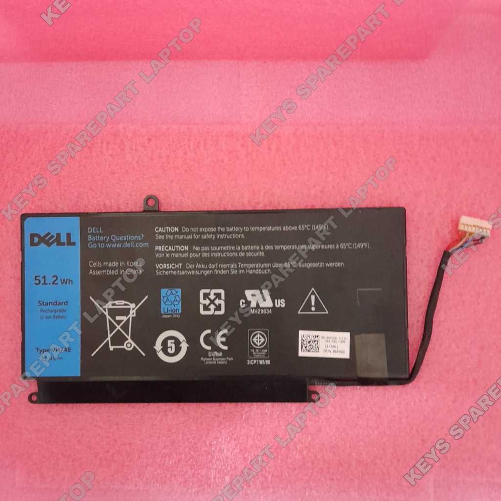 Baterai Battery Batre tanam internal Laptop Dell Inspiron 14-5439 51.2Wh VH748 Vostro 5460 5470 5480 5560