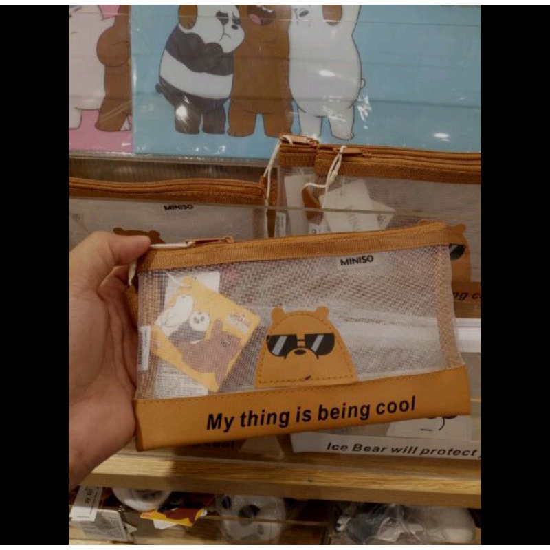 Miniso we bare bears WBB pouch pencil case/ kotak pensil tempat storage bag grizzly brown bear berua