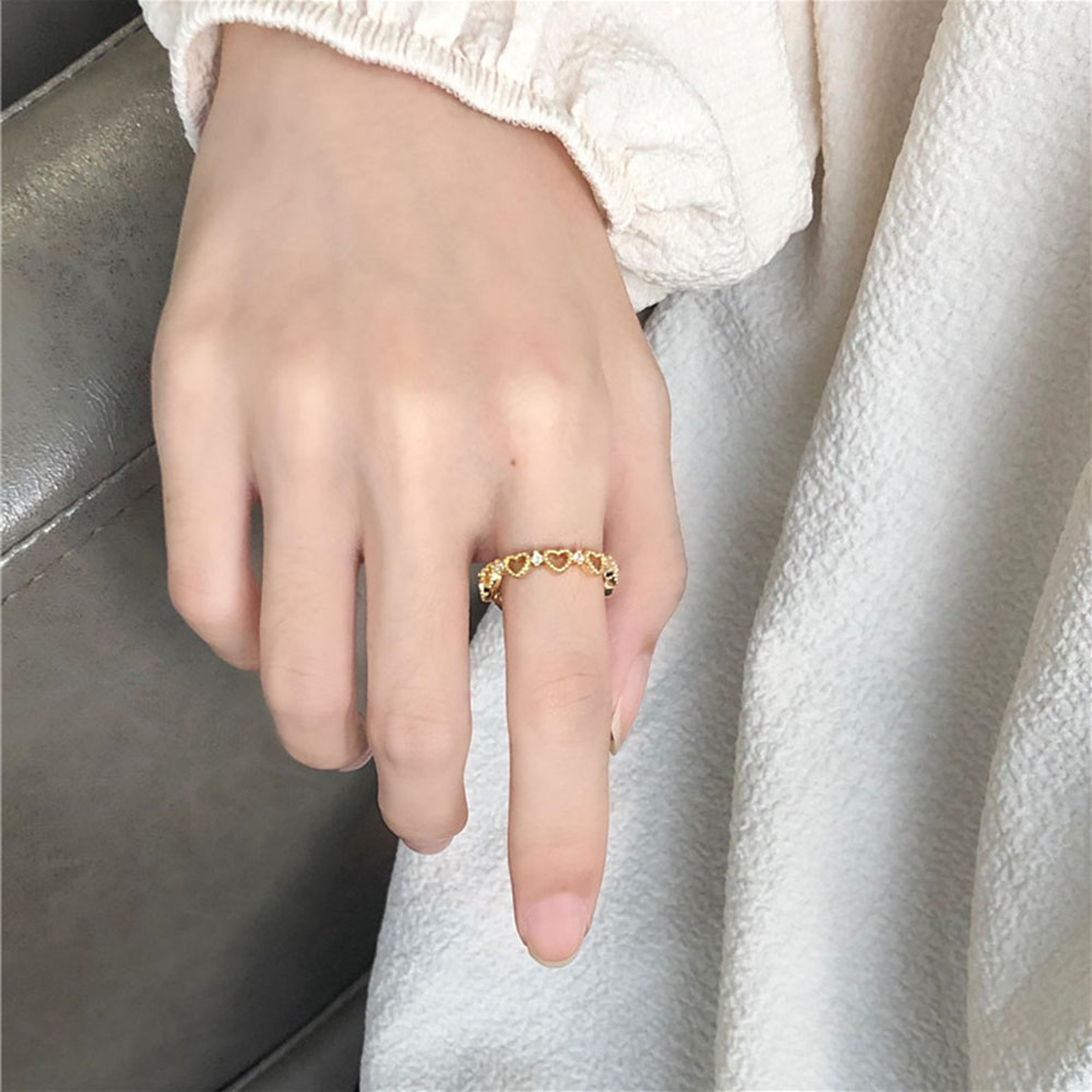 【COD Tangding】Japan and South Korea Hollow Heart Finger Ring Female Ins Style Fashion Simple Rings for Girls