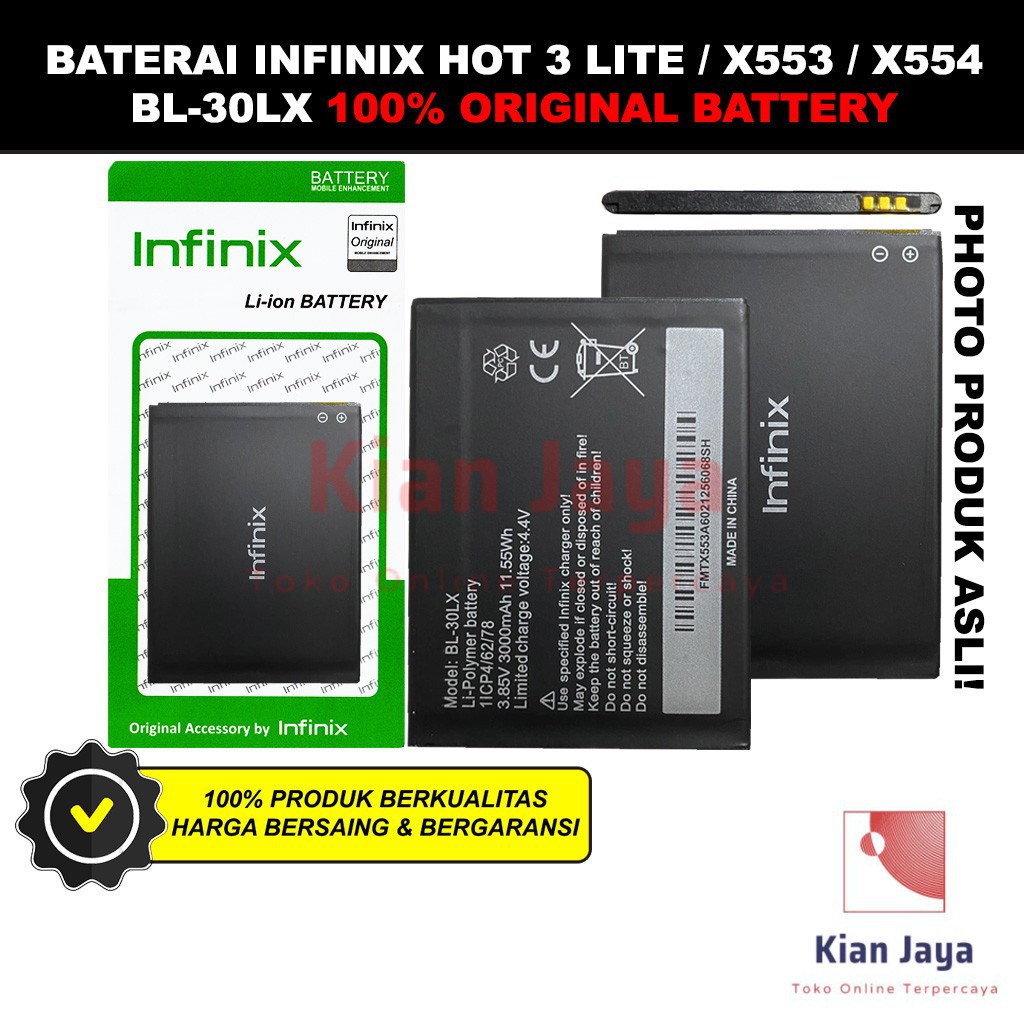 Baterai Infinix Hot 3 Lite / X553 / X554 / BL-30LX Batre Batrai Battery Hp BL30LX Original