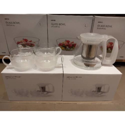 MINISO TEA POT 700ML SIMPLE 4+1 TEA SET BLACK STAINLESS STEEL STRAINE