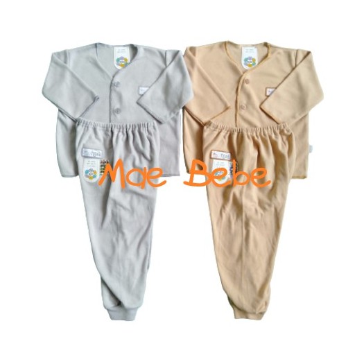 Nova Baby Polos Grey Brown Setelan Panjang Kancing Depan Celana Panjang 2 Pcs