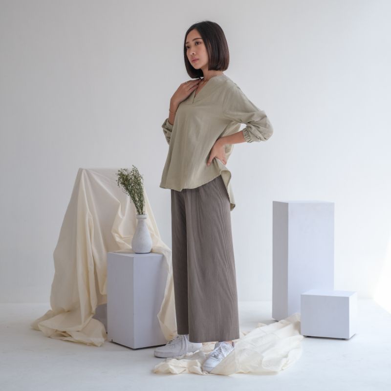 BLOUSE WANITA TOB CELLINE TOP-Sage