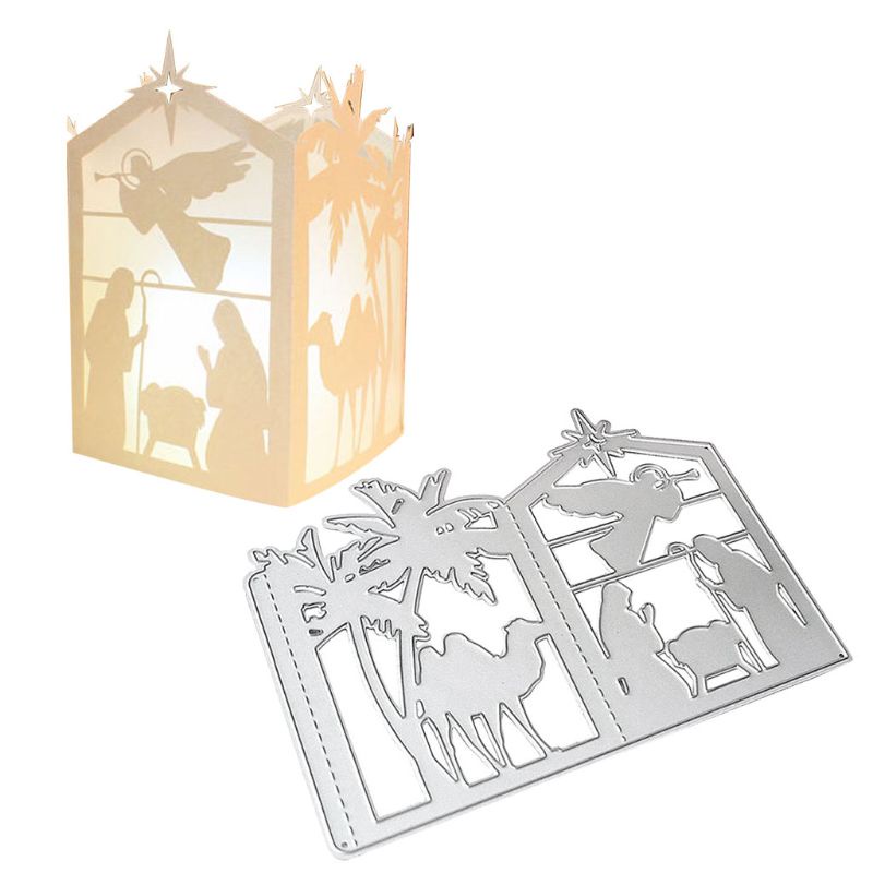 Zzz Cetakan Stensil Cutting Dies Motif Lentera Natal Bahan Metal Untuk Scrapbook / Craft DIY