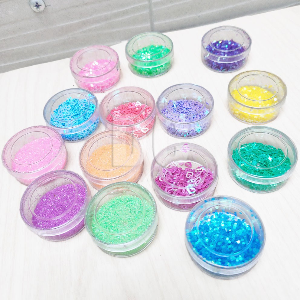 MURAH!!! GLITTER POWDER 3in1 SEQUIN BINTANG HATI SLIME NAIL ART RESIN