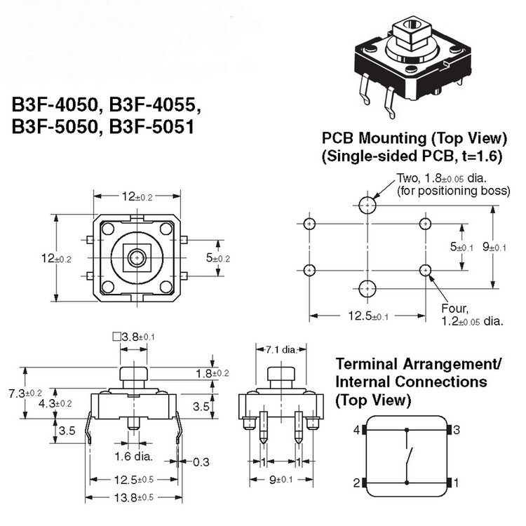 BA-22-B3F-4055-R Omron Tact Switch 12x12x7.3 + Tutup Keycap Tactile Saklar Tekan Plus Tutup Cap Warna Warni