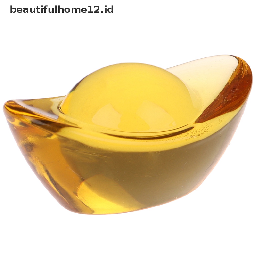 【beautifulhome12.id】 2Pcs Feng Shui Chinese Ancient Gold Ingot Mascot Citrine Ingot Money Wealth .