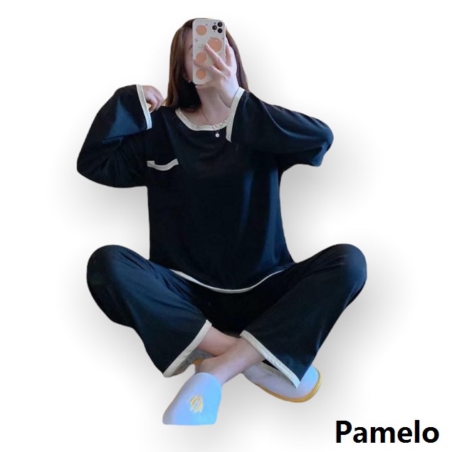 Pamelo Baju Tidur Import Setelan Piyama Setelan Polos Import Korea pp cp polos