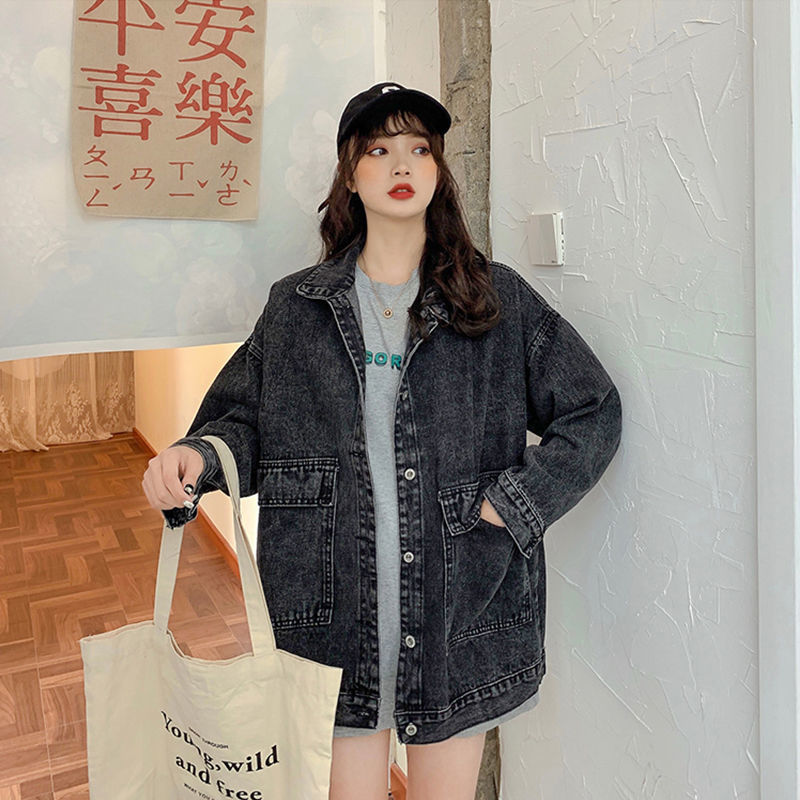 【Bayar di tempat】Jaket denim retro all-match wanita Korea