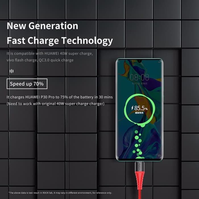 ROCK Hi-Tensile Type C 5A Charge Sync Round Cable Support Super Charge