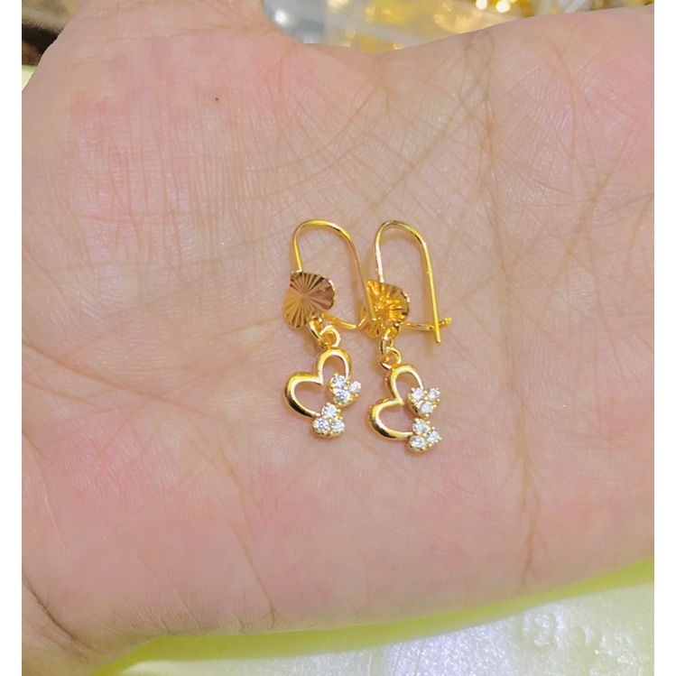 anting gantung love pita cantik full mata titanium