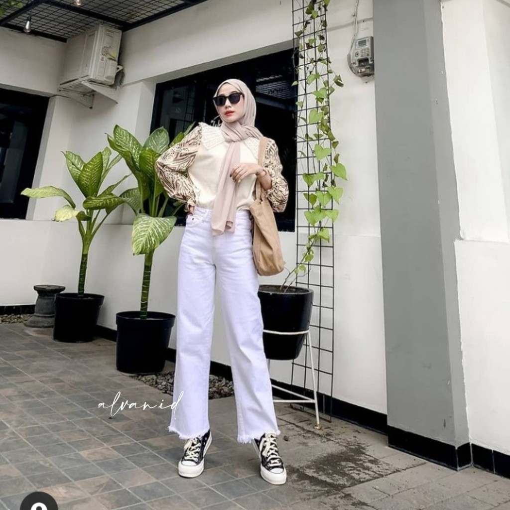 REYSI KULOT JEANS | GFS SYAKIRA KULOT JEANS | DELONIK KULOT JEANS WARNA | CULOTTES / PALAZZO DENIM PUTIH