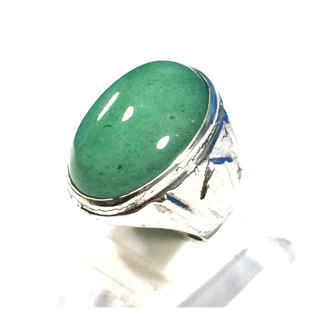 CINCIN NATURAL BATU AKIK GREEN ADVENTURINE BIG SIZE