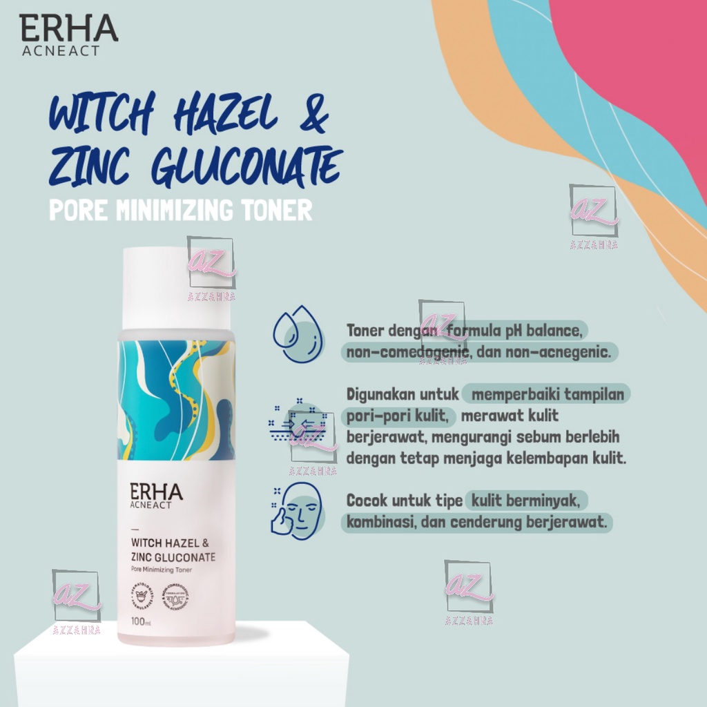 ERHA AcneAct Witch Hazel &amp; Zinc Gluconate Pore Minimizing Toner | Acne Blemish Toner | BHA Gentle Acne Facial Wash | Acne Calming Gel