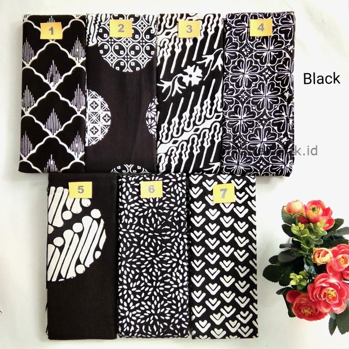 Jarit / Jarik / Kain Batik Cap Garutan Premium Modern Hitam Meteran Original HPT