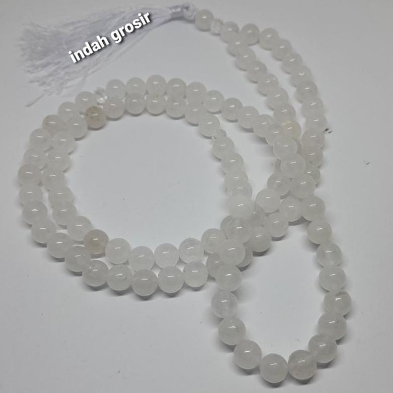 Tasbih Batu Giok Putih Salju 99Butir 8Mm Natural