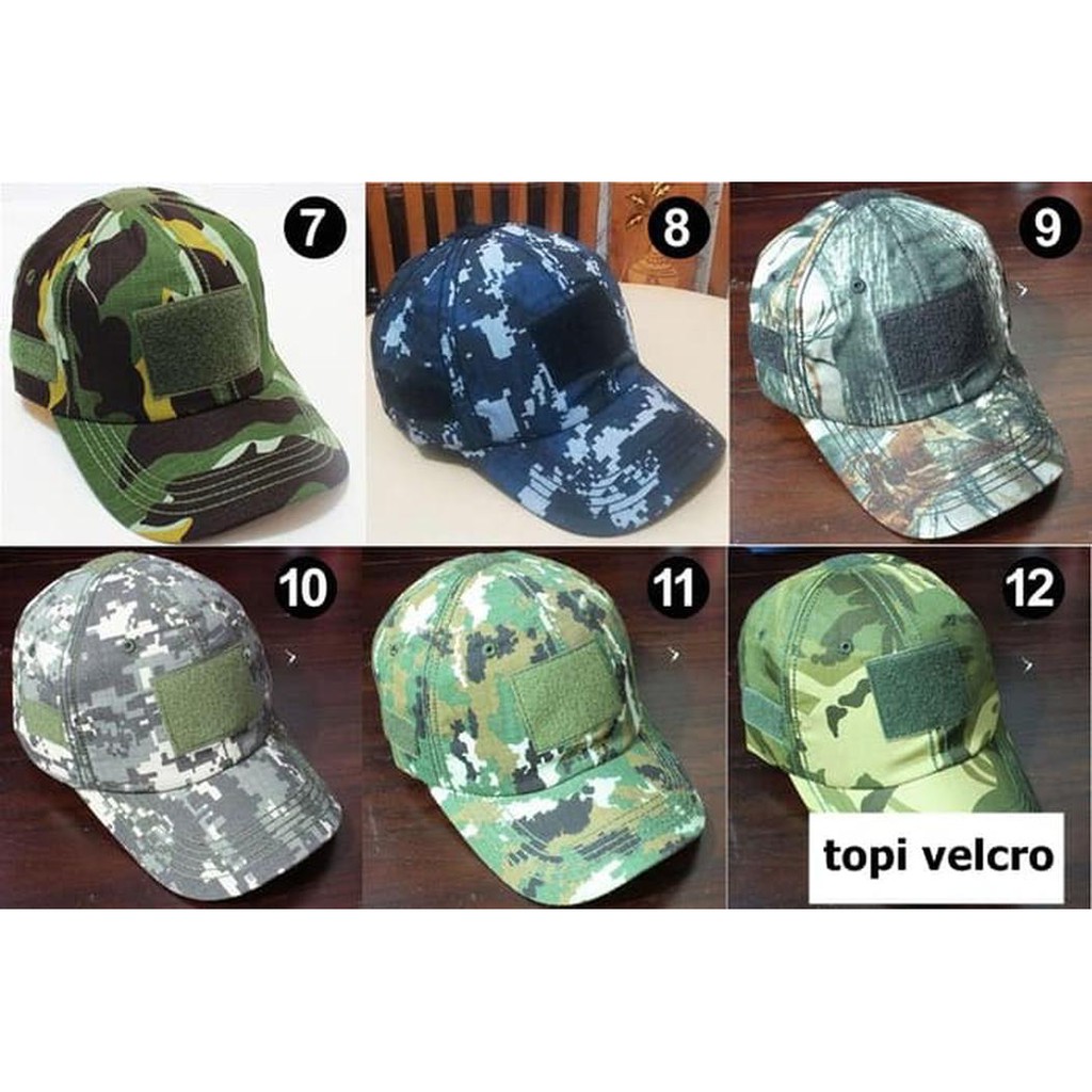 Promo topi velcro army tactical camouflage military outdoor  emblem loreng Diskon